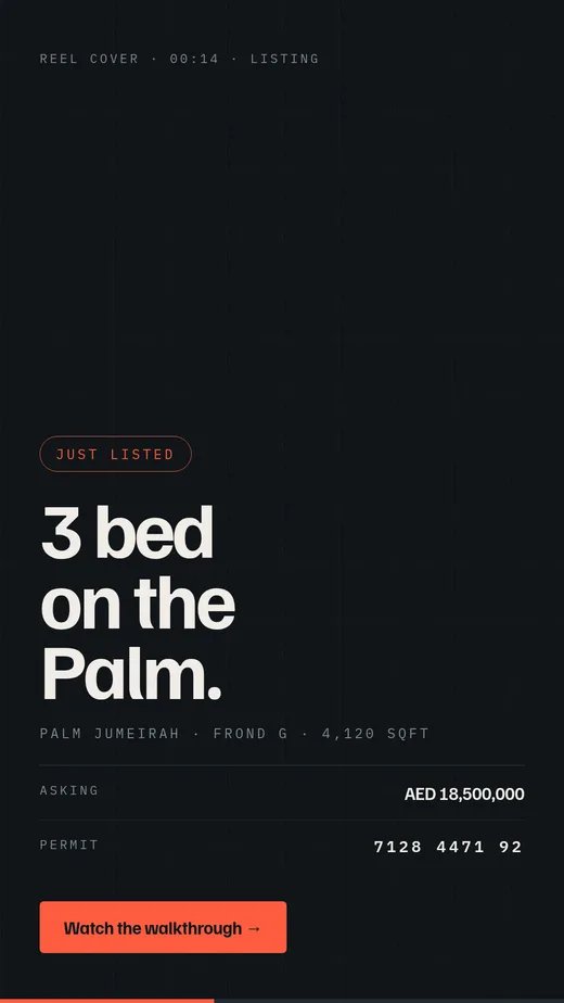 Reel cover — just listed, Palm Jumeirah