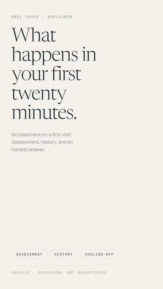 Reel cover — your first twenty minutes